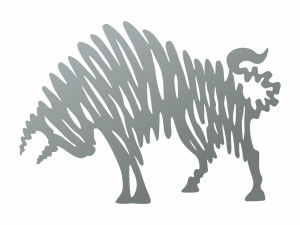 Wanddeko Metall Stier 50 cm - silber