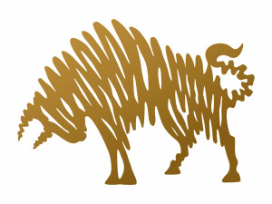 Wanddeko Metall Stier 80 cm - gold