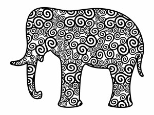 Wanddeko Metall Elefant 70 cm - schwarz matt