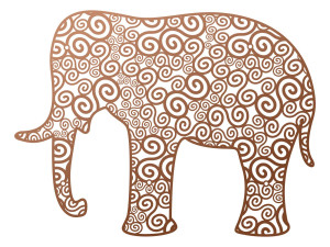 Wanddeko Metall Elefant 70 cm - kupfer