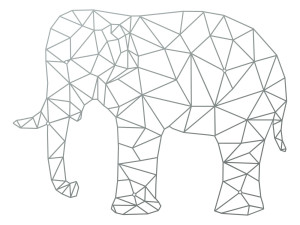 Wanddeko Metall Elefant 100 cm - silber