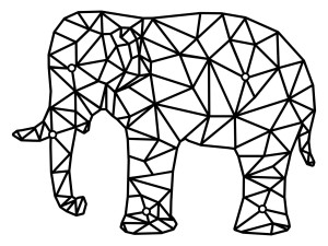 Wanddeko Metall Elefant 50 cm - schwarz matt