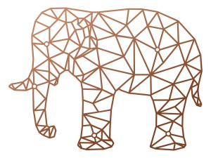 Wanddeko Metall Elefant 50 cm - kupfer