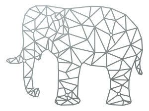 Wanddeko Metall Elefant 50 cm - silber