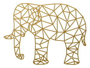 Wanddeko Metall Elefant 50 cm - gold