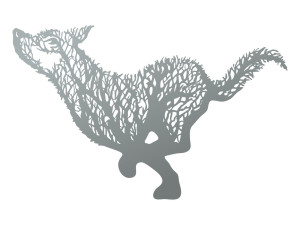 Wanddeko Metall Wolf 70 cm - silber