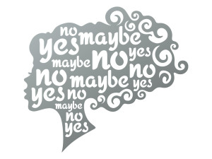 Wanddeko Metall Yes no maybe 70 cm - silber