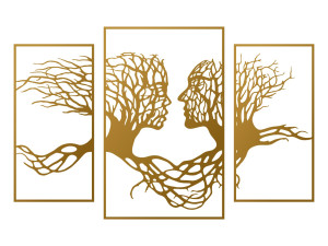 Wanddeko Metall Triptychon Bäume 100 cm - gold