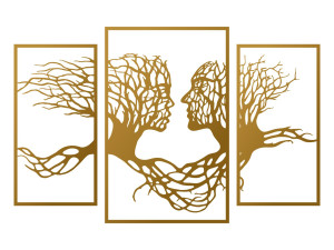 Wanddeko Metall Triptychon Bäume 70 cm - gold