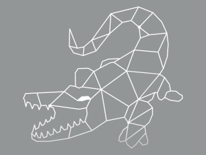 Wanddeko Metall Krokodil 70 cm - weiß matt