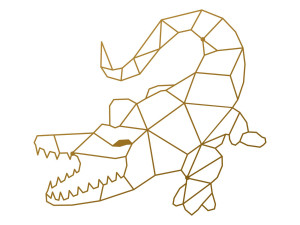 Wanddeko Metall Krokodil 70 cm - gold