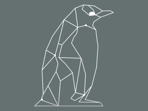 Wanddekoration Metall Pinguin 70 cm - weiß matt