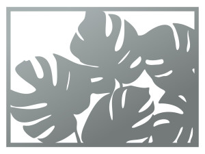 Wanddekoration Metall Fensterblatt  50 cm - silber