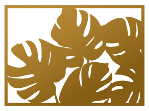Wanddekoration Metall Fensterblatt  50 cm - gold