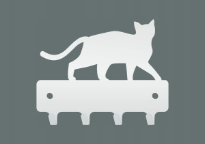Schlüsselhalter Katze 10 cm - weiß matt