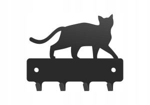 Schlüsselhalter Katze 10 cm - schwarz matt