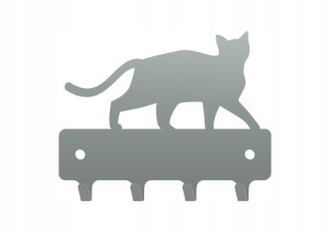 Schlüsselhalter Katze 10 cm - silber