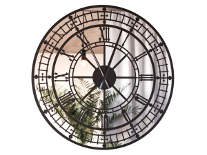 Wanduhr mit Spiegel Metall Big Ben 90 cm