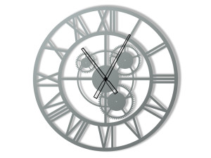 Metalluhr Loft mit Getriebe 60 cm - silber