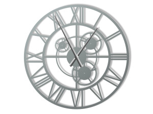 Metalluhr Loft mit Getriebe 70 cm - silber