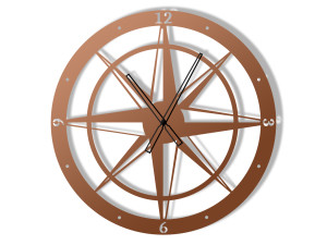Wanduhr Windrose 60 cm - kupfer