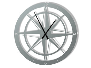Wanduhr Groß Windrose 80 cm - silber