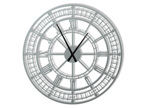 Wanduhr Groß Metall Big Ben 90 cm - silber