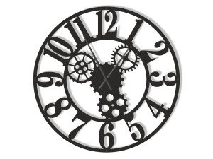 Wanduhr Groß Metall Getriebe II 90 cm - schwarz matt