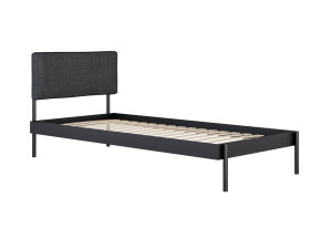 Łóżko metalowe Minimal z zagłówkiem 90x200 cm - czarny mat - Grafitowy