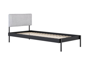 Łóżko metalowe Minimal z zagłówkiem 90x200 cm - czarny mat - Szary