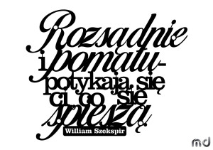 Cytat napis Rozsądnie i pomału 35 cm - złoty