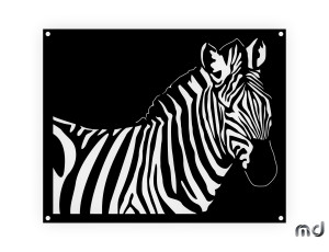 Obraz metalowy Zebra DES083 45 cm - biały matowy