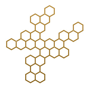 Dekoracja ścienna metalowa na rośliny pnące Heksagon 116x117 cm - złoty