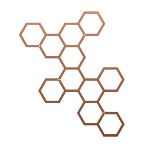 Dekoracja ścienna metalowa na rośliny pnące Heksagon 67x80 cm - miedziany