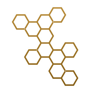 Dekoracja ścienna metalowa na rośliny pnące Heksagon 67x80 cm - złoty