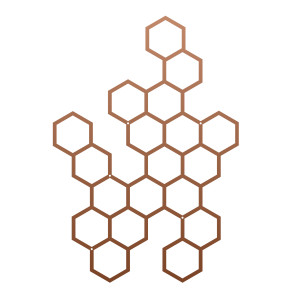 Dekoracja ścienna metalowa na rośliny pnące Heksagon 73x104 cm - miedziany