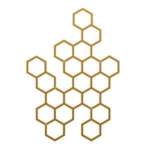 Dekoracja ścienna metalowa na rośliny pnące Heksagon 73x104 cm - złoty