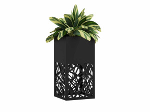 Kwietnik metalowy AŻUROWY A03 30x30x60 - czarny mat