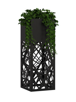 Kwietnik metalowy AŻUROWY A03 30x30x80 - czarny mat