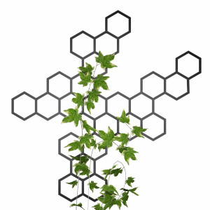 Dekoracja ścienna metalowa na rośliny pnące Heksagon 116x117 cm - czarny matowy