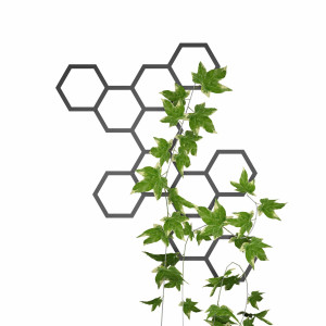 Dekoracja ścienna metalowa na rośliny pnące Heksagon 67x80 cm - czarny matowy