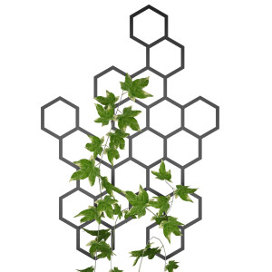 Dekoracja ścienna metalowa na rośliny pnące Heksagon 73x104 cm - czarny matowy
