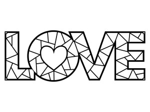 Dekoracja ścienna metalowa Love DES016 100 cm - czarny mat