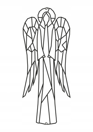 Dekoracja metalowa geometryczna Anioł 70 cm - biały matowy