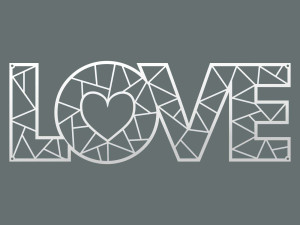 Dekoracja ścienna metalowa Love DES016 100 cm - biały matowy