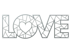 Dekoracja ścienna metalowa Love DES016 70 cm - srebrny
