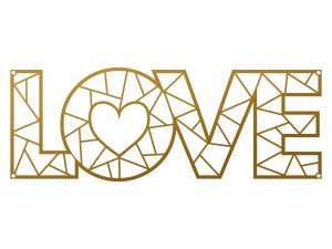 Dekoracja ścienna metalowa Love DES016 70 cm - złoty