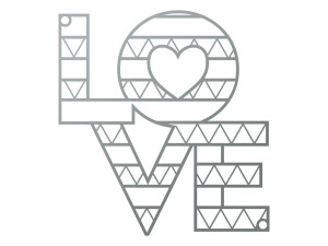 Dekoracja ścienna metalowa Love DES017 38 cm - srebrny