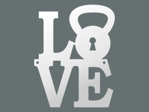 Dekoracja ścienna metalowa Love DES032 30 cm - biały matowy
