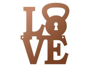 Dekoracja ścienna metalowa Love DES032 30 cm - miedziany